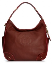 Buttery-soft leather with glam, golden hardware is punctuated with a subtle embossed logo in this classic Juicy Couture silhouette. Plenty of room within to stash all your day-to-day necessities, while zipped and open compartments offer extra organization. Buttery-soft leather with glam, golden hardware is punctuated with a subtle embossed logo in this classic Juicy Couture silhouette. Plenty of room within to stash all your day-to-day necessities, while zipped and open compartments offer extra organization.