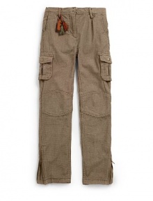 THE LOOKAllover herringbone patternNarrow waistband with belt loops and hook-and-bar closureFront zipperDual side pocketsDual side cargo pocketsZip closures at anklesDual button flap back pocketsTHE MATERIALCottonCARE & ORIGINMachine washImported THE LOOKAllover herringbone patternNarrow waistband with belt loops and hook-and-bar closureFront zipperDual side pocketsDual side cargo pocketsZip closures at anklesDual button flap back pocketsTHE MATERIALCottonCARE & ORIGINMachine washImported