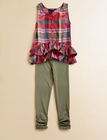 A pretty tank top is rendered in preppy cotton plaid with a flurry of ruffles.CrewneckShort flutter sleevesFront button placketTwo-tiered ruffled hemCottonMachine washImported Please note: Number of buttons may vary depending on size ordered. A pretty tank top is rendered in preppy cotton plaid with a flurry of ruffles.CrewneckShort flutter sleevesFront button placketTwo-tiered ruffled hemCottonMachine washImported Please note: Number of buttons may vary depending on size ordered.