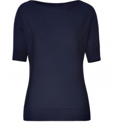 Timeless and contemporary with its classic navy coloring and modern dolman sleeves, Ralph Lauren Blacks cashmere-silk pullover lends a streamlined, sophisticated polish to daytime looks - Wide neckline, elbow-length dolman sleeves, fine ribbed trim - Loosely fitted - Wear with bright white trousers and sleek leather accessories