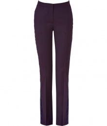 Your workweek just got more chic with these classic straight leg pants from Paul Smith - Flat front, welt pockets, tuxedo-inspired side stripe, single back went pocket, notched back waist, straight leg, slim fit - Wear with a sheer blouse, a bold shoulder blazer, and pumps