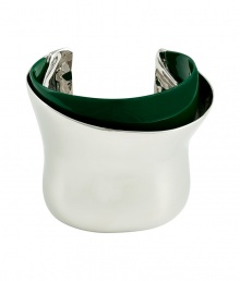 Perfect for wearing with pushed up sleeves, Alexis Bittars ultra modern mixed-media cuff lends a contemporary chic twist to any outfit - Mirrored silver-toned metal, green layered-effect inside - Slips on - Team with cashmere pullovers and leather leggings, or wear as a dressy polish to Little Black Dresses