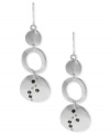 Triple play. These drop earrings from Kenneth Cole New York feature three circle discs with subtle accents. Crafted in silver tone mixed metal. Approximate length: 2-3/4 inches.