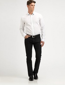 Stylishly handsome, in a slim-fitting silhouette, crafted in the finest quality cotton.ButtonfrontCovered placketAbout 28 from shoulder to hemCottonDry cleanImported Stylishly handsome, in a slim-fitting silhouette, crafted in the finest quality cotton.ButtonfrontCovered placketAbout 28 from shoulder to hemCottonDry cleanImported
