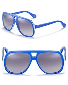 These bold sunglasses were designed by Gucci for a big personality with an eye for the latest colors and trends. These bold sunglasses were designed by Gucci for a big personality with an eye for the latest colors and trends.