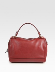 Sleek lines define this easy shape made of ultra-soft leather, finished with studded top handles. Double top handles, 4½ dropTop zip closureOne inside zip pocketTwo inside open pocketsFully lined11½W X 8¼H X 6DMade in Italy Sleek lines define this easy shape made of ultra-soft leather, finished with studded top handles. Double top handles, 4½ dropTop zip closureOne inside zip pocketTwo inside open pocketsFully lined11½W X 8¼H X 6DMade in Italy