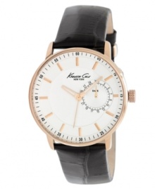 Classic styling with rich croco-grain leather make this Kenneth Cole New York watch the ideal casual accessory.