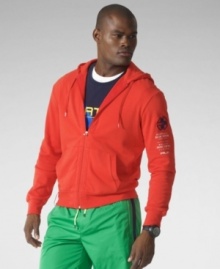 Ralph Lauren's signature lightweight fleece is styled as a sporty layering essential with a full-zip front and athletic screen-printing at the arm for a sleek graphic element. Ralph Lauren's signature lightweight fleece is styled as a sporty layering essential with a full-zip front and athletic screen-printing at the arm for a sleek graphic element.