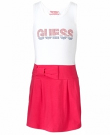 She'll strut with stylish confidence in the this studded sequin tank dress from Guess. She'll strut with stylish confidence in the this studded sequin tank dress from Guess.