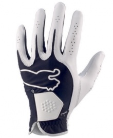 Get a grip and make sure you have a solid swing with this performance golf glove from Puma. Get a grip and make sure you have a solid swing with this performance golf glove from Puma.