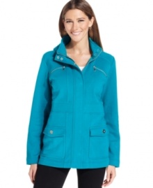 Seamed details give this soft hooded jacket from Style&co. Sport crisp, structured appeal.