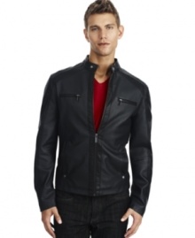 Rev up your winter look with this sexy Kenneth Cole Reaction moto jacket. Rev up your winter look with this sexy Kenneth Cole Reaction moto jacket.