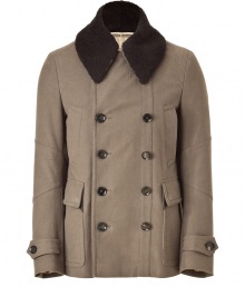 Classically refined style is effortlessly achieved with Belstaffs urbane update on the tried-and-true pea coat - Large spread collar, double-breasted silhouette, front button placket, flap pockets, seaming detail on sleeves, belted cuffs, adjustable back belt - Style with jeans, a tee, and lace-up suede boots Classically refined style is effortlessly achieved with Belstaffs urbane update on the tried-and-true pea coat - Large spread collar, double-breasted silhouette, front button placket, flap pockets, seaming detail on sleeves, belted cuffs, adjustable back belt - Style with jeans, a tee, and lace-up suede boots