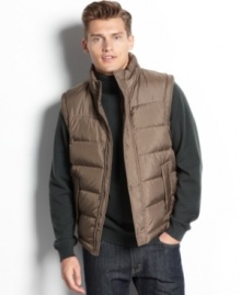 Freshen up your outerwear style with this versatile down puffer vest from Kenneth Cole.