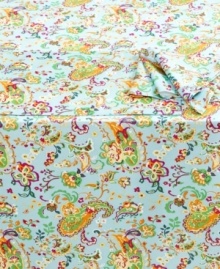 A slice of paradise, the Tropical Paisley tablecloth from Lauren Ralph Lauren evokes the lively colors of the Caribbean in a textured fabric fashioned for outdoor use. Complete the look with napkins and placemats to match. A slice of paradise, the Tropical Paisley tablecloth from Lauren Ralph Lauren evokes the lively colors of the Caribbean in a textured fabric fashioned for outdoor use. Complete the look with napkins and placemats to match.