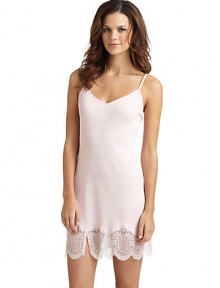 THE LOOKAdjustable spaghetti strapsScalloped floral lace hemTHE FITAbout 32 from shoulder to hemTHE MATERIALCotton/polyamide/elastaneCARE & ORIGINHand washImported THE LOOKAdjustable spaghetti strapsScalloped floral lace hemTHE FITAbout 32 from shoulder to hemTHE MATERIALCotton/polyamide/elastaneCARE & ORIGINHand washImported