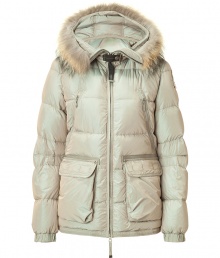 Stay warm in style with this down parka from Parajumpers - Fur trimmed hood with clasp closure, concealed front zip closure, long sleeves with logo at shoulder, zippered and patch pockets, quilted, water resistant lining, classic fit - Style with skinny jeans, a cashmere sweater, and shearling boots Stay warm in style with this down parka from Parajumpers - Fur trimmed hood with clasp closure, concealed front zip closure, long sleeves with logo at shoulder, zippered and patch pockets, quilted, water resistant lining, classic fit - Style with skinny jeans, a cashmere sweater, and shearling boots