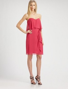 Vibrantly hued crinkle chiffon, in a flattering, ultra-feminine strapless silhouette.Strapless sweetheart necklineTiered bodiceFront drapeConcealed back zipFully linedAbout 23 from natural waistPolyesterDry cleanImportedModel shown is 5'10 (177cm) wearing US size 4.OUR FIT MODEL RECOMMENDS ordering true size. Vibrantly hued crinkle chiffon, in a flattering, ultra-feminine strapless silhouette.Strapless sweetheart necklineTiered bodiceFront drapeConcealed back zipFully linedAbout 23 from natural waistPolyesterDry cleanImportedModel shown is 5'10 (177cm) wearing US size 4.OUR FIT MODEL RECOMMENDS ordering true size.
