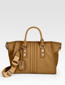 A classic top-handle bag of luxe pebbled leather, finished with a removable canvas shoulder strap and contrast trim stitching. Double top handles, 4½ dropAdjustable detachable shoulder strap, 11½-19 dropTop zip closureProtective metal feetOne inside zip pocketTwo inside open pocketsCotton lining14½W X 11½H X 3½DImported A classic top-handle bag of luxe pebbled leather, finished with a removable canvas shoulder strap and contrast trim stitching. Double top handles, 4½ dropAdjustable detachable shoulder strap, 11½-19 dropTop zip closureProtective metal feetOne inside zip pocketTwo inside open pocketsCotton lining14½W X 11½H X 3½DImported