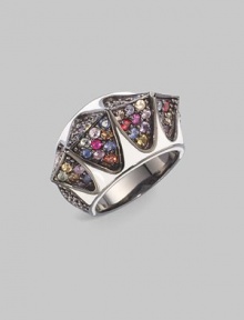 From the Atlas Collection. An edgy design with sparkling multi-colored sapphires and white enameled trim.Sapphire Sterling silver Enamel Length, about ½ Width, about 1 Imported Additional Information Women's Ring Size Guide 