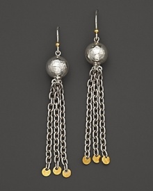 A fall of sterling silver chains, accented with gleaming 24K. yellow gold. By Gurhan.