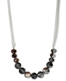 This elegant Kenneth Cole New York necklace features chic clusters of hematite-colored glass cherry beads strung on multi-chains. Crafted in silver tone mixed metal. Approximate length: 16 inches + 3-inch extender. Approximate drop: 3/8 inch. This elegant Kenneth Cole New York necklace features chic clusters of hematite-colored glass cherry beads strung on multi-chains. Crafted in silver tone mixed metal. Approximate length: 16 inches + 3-inch extender. Approximate drop: 3/8 inch.