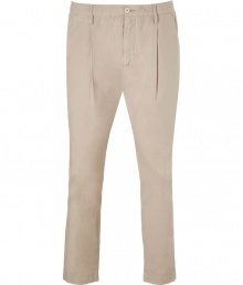 Cooler than your average basics, these modernized chinos from D&G Dolce & Gabbana will amp up your causal attire - Front pleat details, slightly cropped with a straight leg, slant pockets, back welt pockets with button - Style with a tee, a striped cardigan, and slip-on trainers