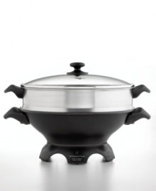 From one of the world's greatest chefs, this electric wok by Wolfgang Puck lets you sauté, stir-fry and braise without boundaries. You can even prepare your favorite steamed specialties with an included tray that nests on the wok's rim! One-year warranty. Model WPWK0035. From one of the world's greatest chefs, this electric wok by Wolfgang Puck lets you sauté, stir-fry and braise without boundaries. You can even prepare your favorite steamed specialties with an included tray that nests on the wok's rim! One-year warranty. Model WPWK0035.