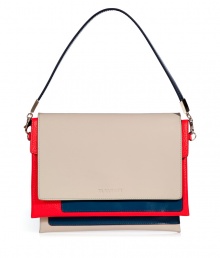 Detailed in a contemporary mix of smooth and textural contrast-hued leathers, Jil Sanders colorblocked clutch is a cool choice perfect for adding a punch of color to your outfit - Two sectional flap pockets, outside flap with embossed logo and hidden magnetic snap, removable handle in tonal metallic blue leather, stitched back slot pocket - Wear with monochrome separates and streamlined nude accessories Detailed in a contemporary mix of smooth and textural contrast-hued leathers, Jil Sanders colorblocked clutch is a cool choice perfect for adding a punch of color to your outfit - Two sectional flap pockets, outside flap with embossed logo and hidden magnetic snap, removable handle in tonal metallic blue leather, stitched back slot pocket - Wear with monochrome separates and streamlined nude accessories