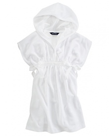 Lightweight and soft terrycloth is designed with dolman sleeves and an empire waist for comfortable style. Lightweight and soft terrycloth is designed with dolman sleeves and an empire waist for comfortable style.