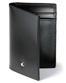 Crafted from black southern German full-grain cowhide with unique Montblanc shine, this business card holder includes a main compartment, 2 pockets for credit cards and an additional pocket. Crafted from black southern German full-grain cowhide with unique Montblanc shine, this business card holder includes a main compartment, 2 pockets for credit cards and an additional pocket.