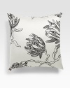 Striking twill pillow with a bold, oversized floral design provides a touch of drama to any room.Zip closure23½ squareCotton50% down/50% feather insertMade in Italy