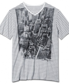 Take the express elevator to the top of hip casual style with this skyscraper graphic t-shirt from Marc Ecko Cut & Sew. Take the express elevator to the top of hip casual style with this skyscraper graphic t-shirt from Marc Ecko Cut & Sew.