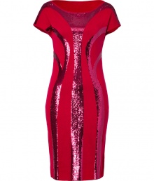 The ultimate party frock in a radiant red hue, Alberta Ferrettis sequined sheath guarantees show-stopping results - Wide neckline, dolman short sleeves, pull-over style - Form fitting - Team with heels and shimmering metallic clutches The ultimate party frock in a radiant red hue, Alberta Ferrettis sequined sheath guarantees show-stopping results - Wide neckline, dolman short sleeves, pull-over style - Form fitting - Team with heels and shimmering metallic clutches