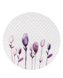 Blur the line between garden style and modern design with the Watercolors Amethyst salad plates. Purple blossoms flourish against a playful dot pattern while the white coupe shape couples the sleek look and unparalleled durability of bone china. Qualifies for Rebate Blur the line between garden style and modern design with the Watercolors Amethyst salad plates. Purple blossoms flourish against a playful dot pattern while the white coupe shape couples the sleek look and unparalleled durability of bone china. Qualifies for Rebate