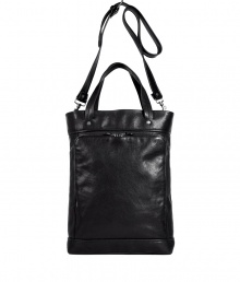 The perfect companion for trekking around the city or busy days at the office, Maison Martin Margielas jet black leather shopping bag gives a chic, streamlined finish to your outfit - Convertible tote with removable buckled shoulder strap, two-way zippered back pocket, zippered top panel, inside zippered back wall pocket - Make it your everyday favorite accessory for a luxe, modern finish The perfect companion for trekking around the city or busy days at the office, Maison Martin Margielas jet black leather shopping bag gives a chic, streamlined finish to your outfit - Convertible tote with removable buckled shoulder strap, two-way zippered back pocket, zippered top panel, inside zippered back wall pocket - Make it your everyday favorite accessory for a luxe, modern finish