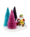 Santa takes charge of the colors of Christmas. Decked out in safety gear, Mr. Claus repaints trees in his North Pole village, adding even more color and cheer to the scene. Teal, hot pink and purple stand out beautifully against the crisp, white snow.