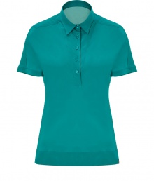 Add luxe appeal to preppy-cool style with this chic silk polo from Paul Smith - Button front half placket, small spread collar, short sleeve, modern slim fit - Pair with slim jeans, a cardigan, and embellished ballet flats