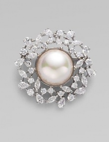 An elegant wreath of luminous pearls and sparkling cubic zirconia.16mm man-made organic pearls Cubic zirconia Sterling silver Drop, about 1 Made in Spain An elegant wreath of luminous pearls and sparkling cubic zirconia.16mm man-made organic pearls Cubic zirconia Sterling silver Drop, about 1 Made in Spain
