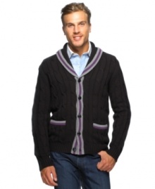 A seasonal tradition, this shawl collar cardigan from Argyleculture looks great with jeans or chinos.