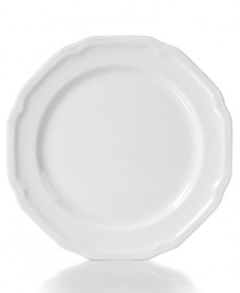 A unique geometric shape and clean design give this fine china salad plate from Mikasa's Antique White dinnerware and dishes collection a modern sensibility. The fact that it's microwave, dishwasher and oven safe makes it perfect for everyday use.