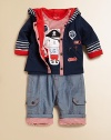 A rugged, yet stylish reversible hooded cardigan in pure cotton, handsomely adorned with elbow patches.Attached hoodLong sleevesSnap frontSlash pocketsElbow patchesCottonMachine washImported Please note: Number of snaps may vary depending on size ordered. 