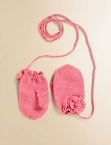 Soothingly soft mittens of pure cashmere, adorned by a darling rose detail. Connecting stringCashmereHand washImported Soothingly soft mittens of pure cashmere, adorned by a darling rose detail. Connecting stringCashmereHand washImported