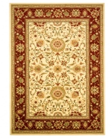 A fine finish for your living space. This Safavieh area rug comes alive with beautiful floral, vine and latticework detailing, all captured on a stunning ivory ground surrounded by a bold black border. Crafted from soft polypropylene, this rug radiates timeless allure with the added convenience of easy-care construction. A fine finish for your living space. This Safavieh area rug comes alive with beautiful floral, vine and latticework detailing, all captured on a stunning ivory ground surrounded by a bold black border. Crafted from soft polypropylene, this rug radiates timeless allure with the added convenience of easy-care construction.