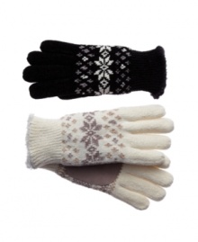 Let it snow. You'll be prepared for coziness with these chenille gloves by Isotner featuring a sweet snowflake pattern. Let it snow. You'll be prepared for coziness with these chenille gloves by Isotner featuring a sweet snowflake pattern.