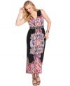 Stand out this season with Elementz' sleeveless plus size maxi dress, featuring an eye-catching print!