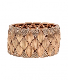 Bring subtle bling to your cocktail attire or dressy daytime look with this lovely cuff - Multi-layers of diamond shaped elements, triangles, and Swarovski crystals, medium size - Made by cult-favorite Parisian jewelry designer Philippe Audibert