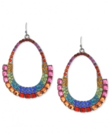 Covering the stylish spectrum, this pair of oval drop earrings from Haskell is crafted from hematite-tone mixed metal with multi-colored faceted beads lending a vibrant touch. Approximate drop: 2 inches. Covering the stylish spectrum, this pair of oval drop earrings from Haskell is crafted from hematite-tone mixed metal with multi-colored faceted beads lending a vibrant touch. Approximate drop: 2 inches.