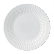 Embossed with clean, geometric patterns comprised of subtle diamond shapes, this attractive set of dinnerware is crafted in pure white bone china for a mannered elegance that complements your finest table setting. Embossed with clean, geometric patterns comprised of subtle diamond shapes, this attractive set of dinnerware is crafted in pure white bone china for a mannered elegance that complements your finest table setting.