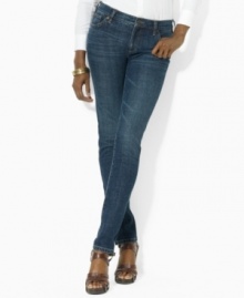 A chic skinny silhouette lends contemporary polish to Lauren Jeans Co.'s classic denim jean, rendered with a hint of stretch for a flattering fit. A chic skinny silhouette lends contemporary polish to Lauren Jeans Co.'s classic denim jean, rendered with a hint of stretch for a flattering fit.